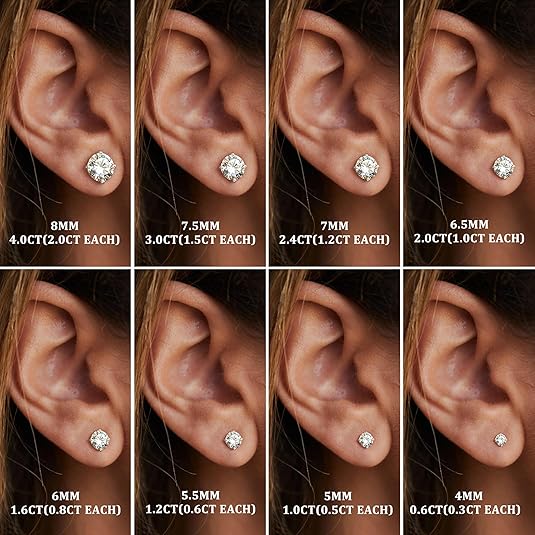 Round Solitaire Stud Earrings - Moissanite