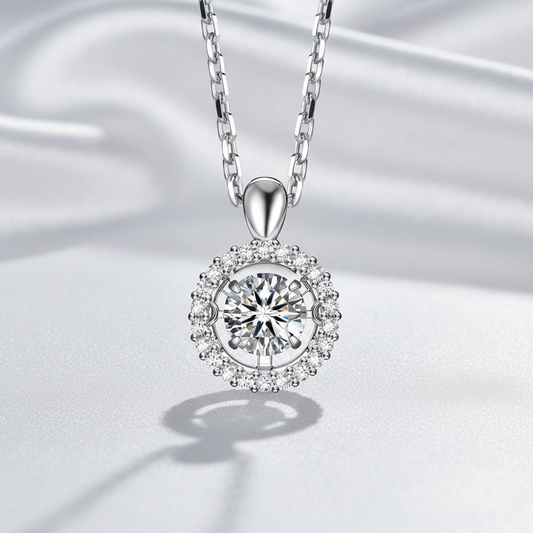 Necklace with padding, silver background and shadow